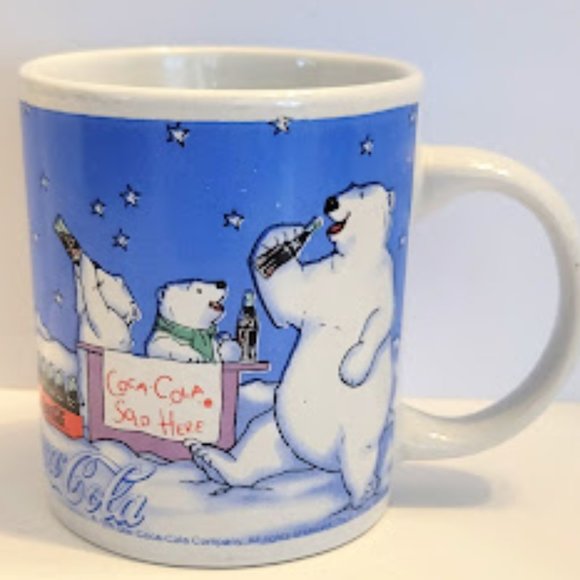 VTG 1998 GIBSON COCA-COLA POLAR BEAR & CUBS COLLECTIBLE COFFEE MUG - Picture 1 of 5
